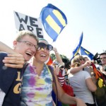 Gay marriage supporters at the supreme court