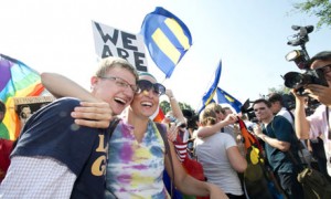 Gay marriage supporters at the supreme court